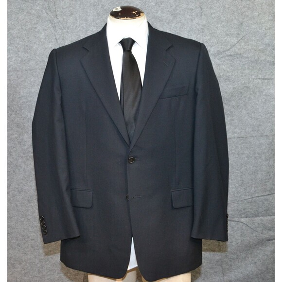 Hickey Freeman Boardroom Suit Jacket 42R Navy Blue Wool Blazer Union Made in USA - Picture 1 of 15